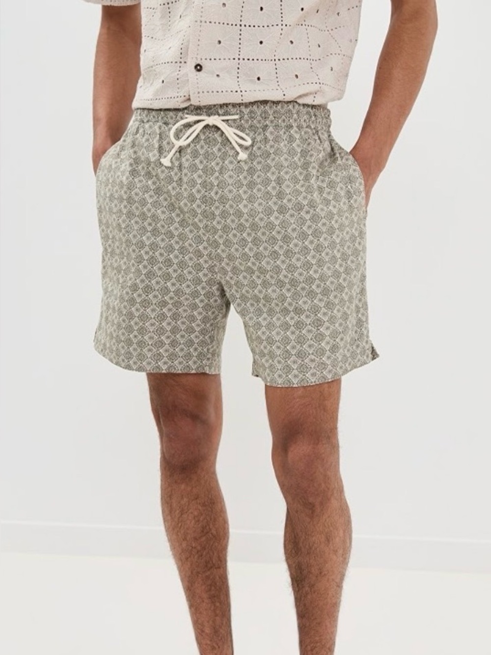 RAILS Aries Linen Blend, Fully Lined Shorts 6.25" in Diamond Past Olive Size M